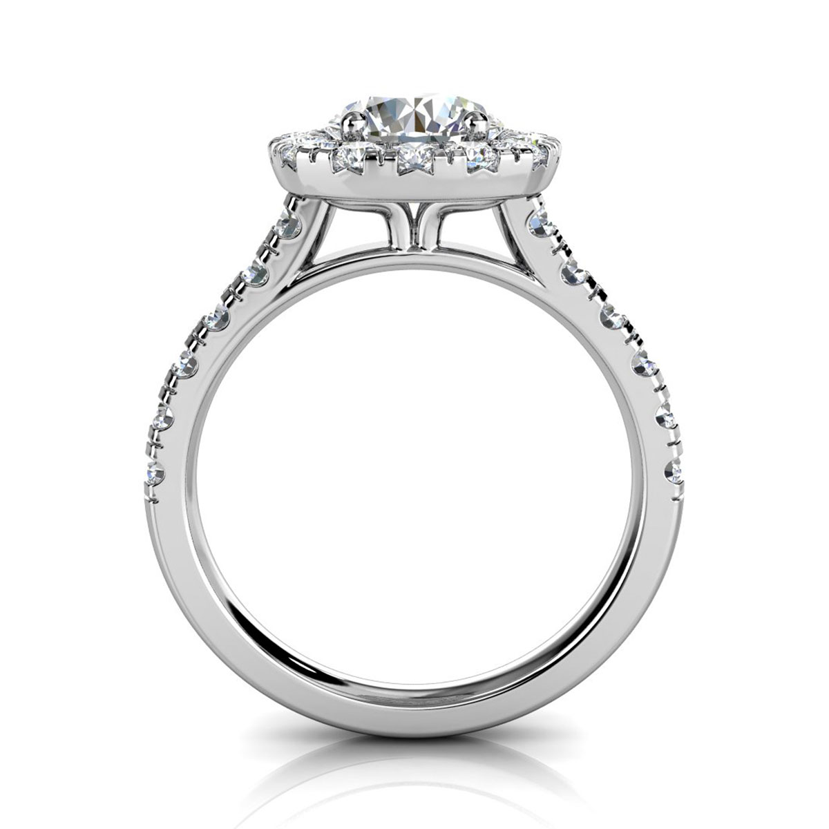 14K White Gold Queen Halo Lab Grown Diamond Ring (2/3 ct. tw)